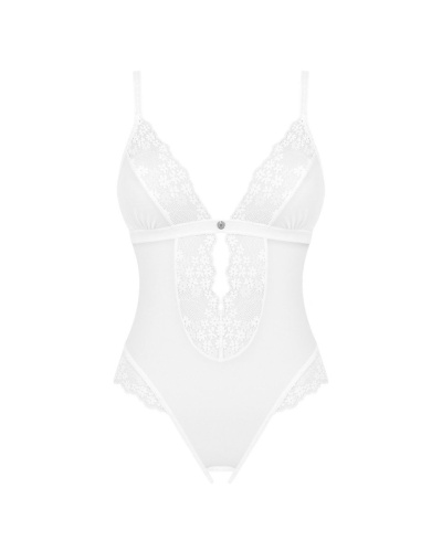 Obsessive Heavenlly crotchless teddy - еротичне тедді з відкритою промежиною, XL/2XL (білий) - купити в Києві, Україні